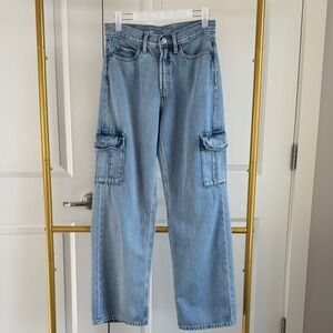 Light Wash Cargo Pocket Jeans